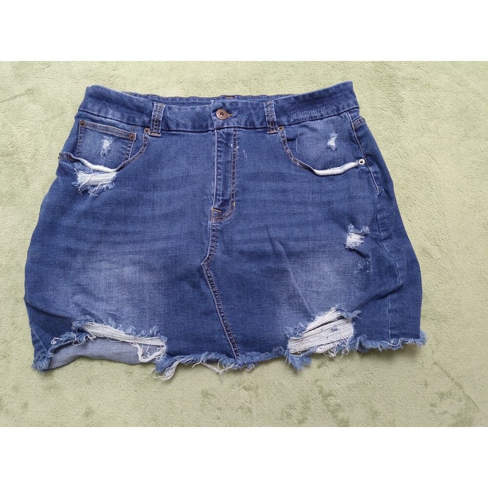 No Boundaries Denim Skirt Women's Blue Size 21 Cotton Blend